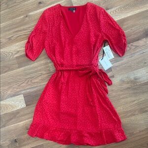 1. State Red Ruffled Wrap Mini Dress